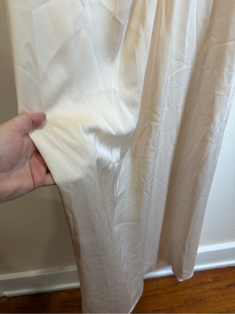 🆕 NWT Azazie Soren in White Alabaster A-Line Pleated Stretch Satin Maxi Dress - Picture 10 of 10